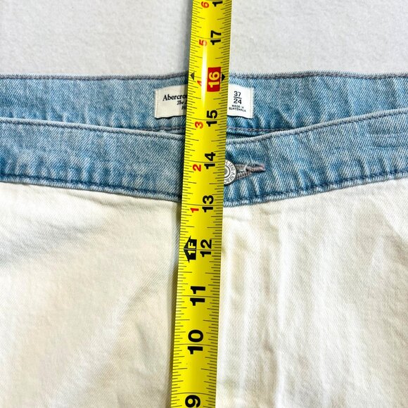 Abercrombie & Fitch Women White Blue The Dad Denim Short High Rise Plus Size 24 - Picture 7 of 9